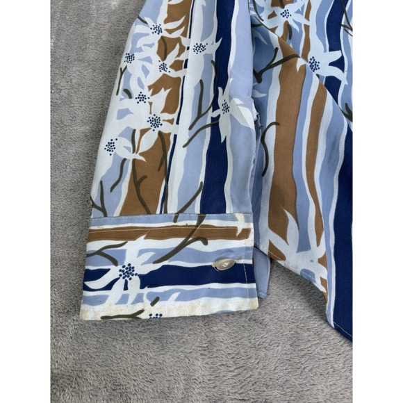 Vintage 70s Kmart Long Sleeve Button Down Shirt Men's Size Large Blue - Picture 4 of 10